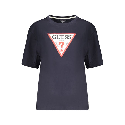 Blue Cotton Women T-Shirt