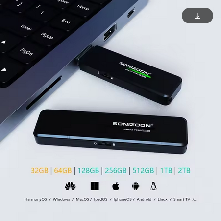 Solid State USB Flash Drive Type-c/USB3.2 Port Write Protection Antivirus Applicable To Pc,mac,and Mobile Phones флешка usb 3 0 QLC2TB,black