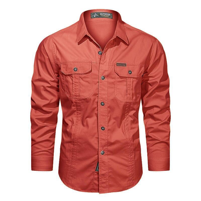 Men's Long Sleeve Cotton Casual Solid Color Shirt